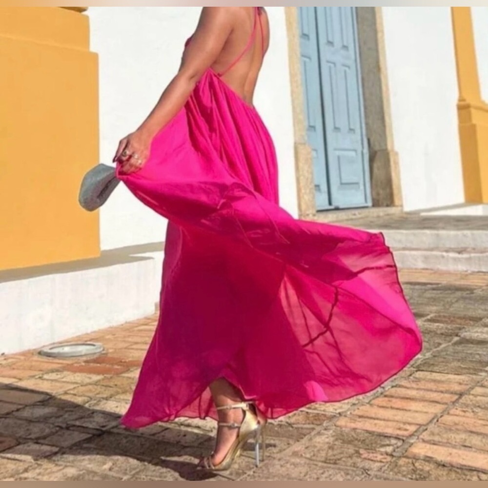 Zara Vibrant Pink Maxi Dress - Picture 5 of 12
